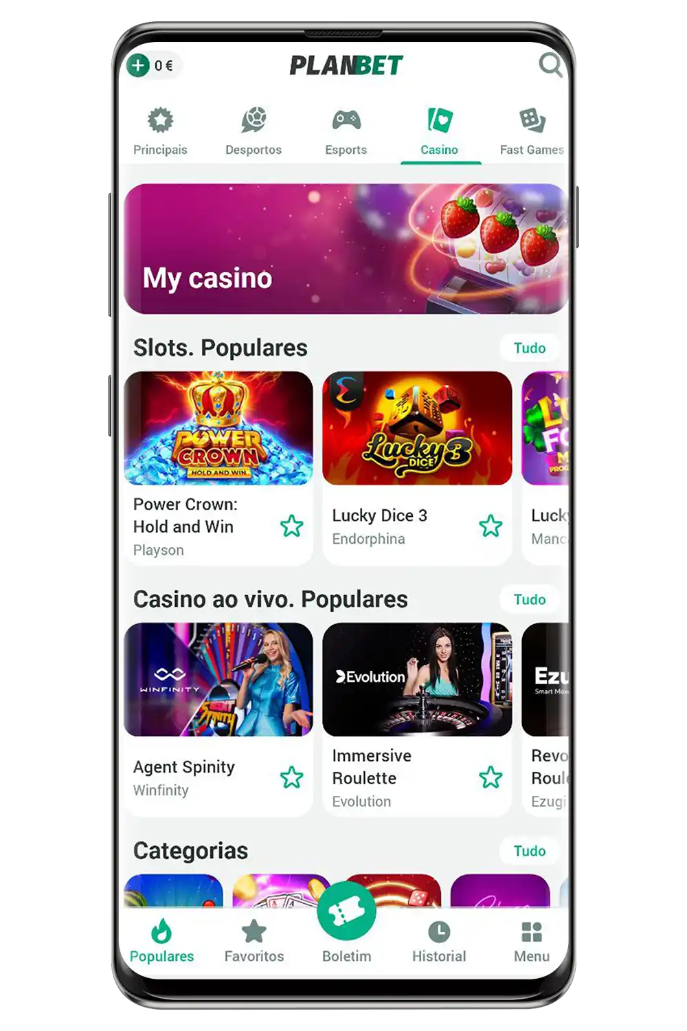 Captura de ecrã do site oficial Planbet