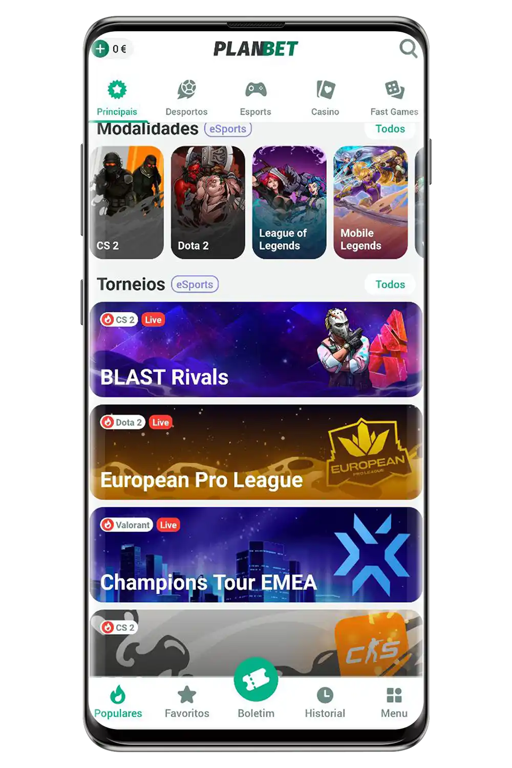 Captura de ecrã do site oficial Planbet