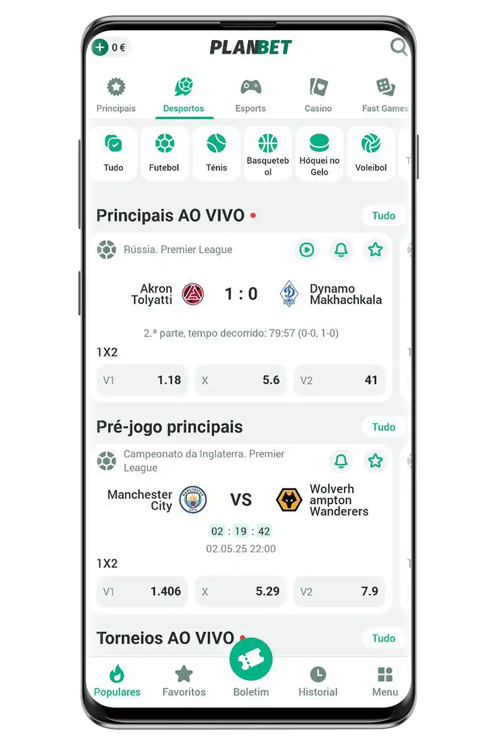 Captura de ecrã do site oficial Planbet