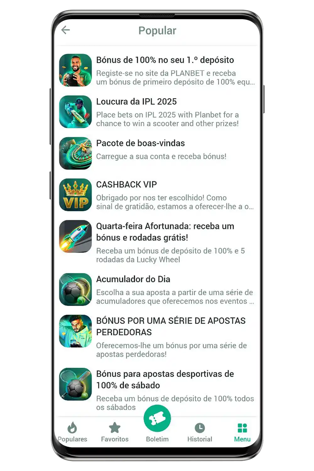 Captura de ecrã do site oficial Planbet